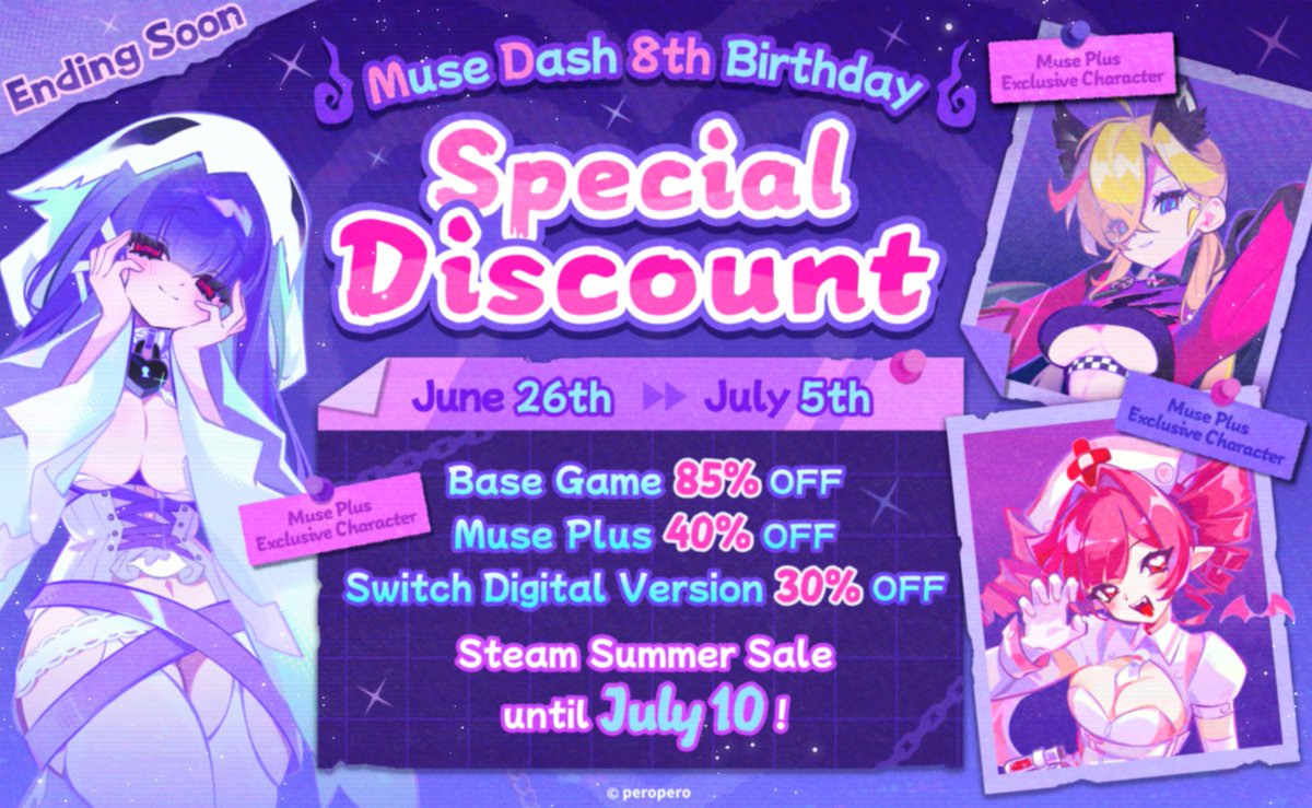 MuseDash_EN's tweet photo. Supernatural events and science are evolving together—Ghost Marija can now go to your home through the network cable! 
So we offer the 8th Anniversary discount. Big sale for the base game and Muse Plus! Please share widely and purchase to help us share this suffocating... love? https://t.co/X8nIKpO4to