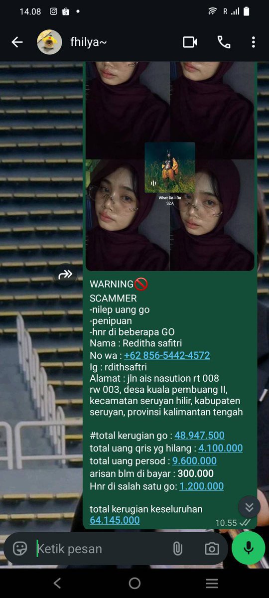 theinfatuate's tweet photo. ⚠️ HELP RT, SCAMMER ⚠️

WARNING🚫
SCAMER 
-nilep uang go
-penipuan 
-hnr di beberapa GO
Nama : Reditha safitri
Alamat : jln ais nasution rt 008 rw 003, desa kuala pembuang II,  kecamatan seruyan hilir, kabupaten seruyan, provinsi kalimantan tengah https://t.co/tSWuBMSmwb