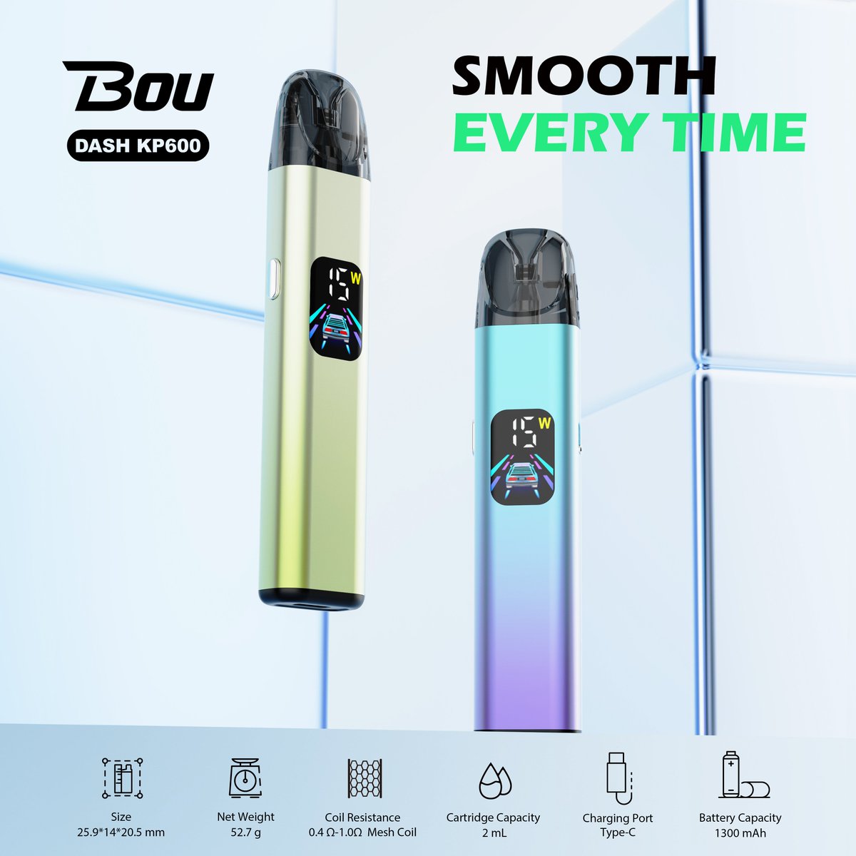 BOU_Global's tweet photo. Compact design. Powerful performance.
BOU DASH KP600 delivers reliable output with 0.4ฮฉโ1.0ฮฉ mesh coil support, 2mL cartridge capacity, Type-C charging, and a 1300mAh battery โ built for everyday consistency.
Smooth performance in every draw.
#BOU #KP600 #MeshCoil https://t.co/NEacfp9LhS