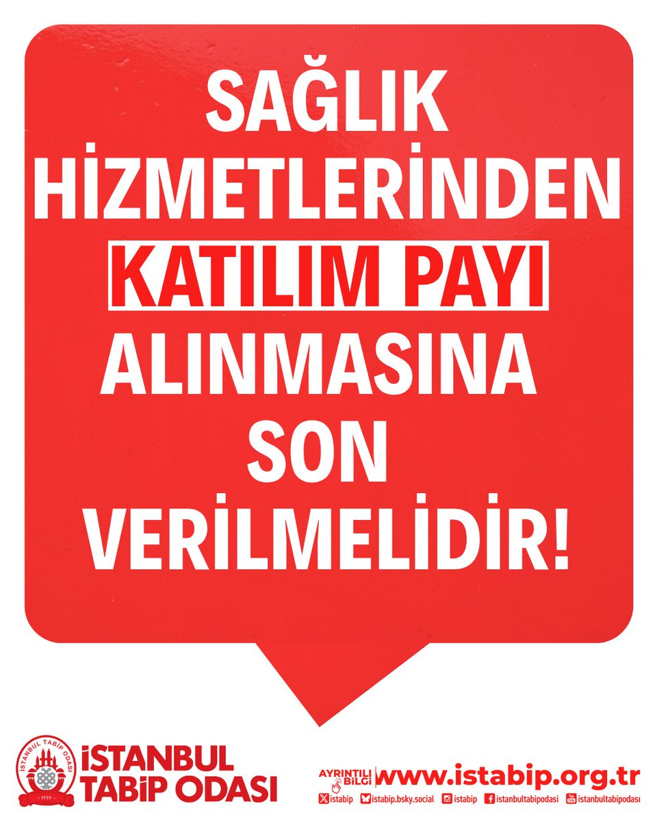 istabip's tweet photo. Sağlık Hizmetlerinden Katılım Payı Alınmasına Son Verilmelidir!

👇
https://t.co/QdVHZ4K4ar https://t.co/JG8r5iw24P