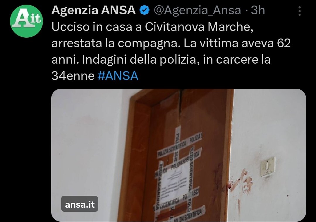 SimoPillon's tweet photo. "Chi nega il maschicidio, o vorrebbe cancellare questa parola, abbia almeno il coraggio di andare davanti ai familiari delle vittime" (semicit.)
Peccato che del delitto di Civitanova, come dei molti altri casi simili, non parlerà nessuno. Un trafiletto ANSA e via.
Se esiste il femminicidio, allora deve esistere anche il maschicidio.
Perchè maschi e femmine abbiamo pari dignità, giusto?
