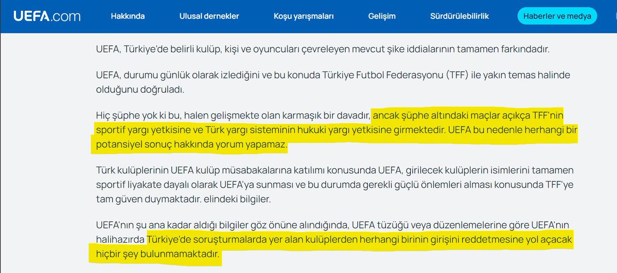 canarysports_'s tweet photo. 🚨UEFA’nın resmi sitesinde Fenerbahçe’nin Şampiyonlar Ligine gönderilmemesinin:

TFF’nin verdiği karara göre olduğunu belirten metin karşınızda. İftira atanlar utanır mı sanmam! https://t.co/6s0YB08JTj