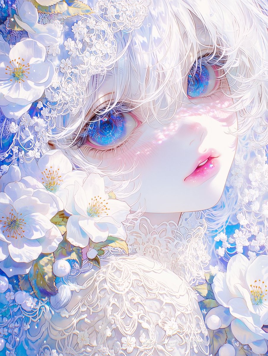 petitcococo's tweet photo. 💙🤍あなたの「青と白をテーマにした絵」をQT(引用ツイート)してください

奏さんからいただきましたっ✨️
久々の白髪レース(*´꒳`*)
白の分量多いけどー！

次のご指名はないので、興味ある方ご自由にお繋ぎ下さいませっ(ˆ꜆ .  ̫ . ) ꜆ ⌒💙🤍
#AIイラスト #AIart︎ https://t.co/E2AGvWCuZh