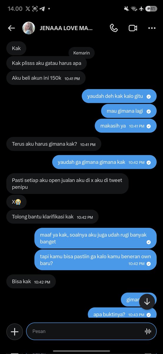 na4ana's tweet photo. guyss ternyata akun @Jennaaaccnew masih satu owner sama yang kemarin, ini bukti kejanggalan kalo dia masih satu owner yang sama kaya sebeluknya, dia bilang beli akunnya di tele perorangan, aku sudah baik hati dan sabar ternyata dia ngasih bukti palsu #zonauang #zonabu #freelance https://t.co/fDVHoutfMp