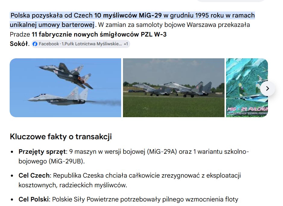 kesuhuo's tweet photo. @PetrenkoAndryi Przestań kłamać, banderowska szumowino. Najlepsze kilkuletnie wtedy MiG29 Polska dostała od Czech w zamian za 11 nowych śmigłowców. I to o te, ostatnie MiG29 chodzi. https://t.co/ryA2pX6XYL