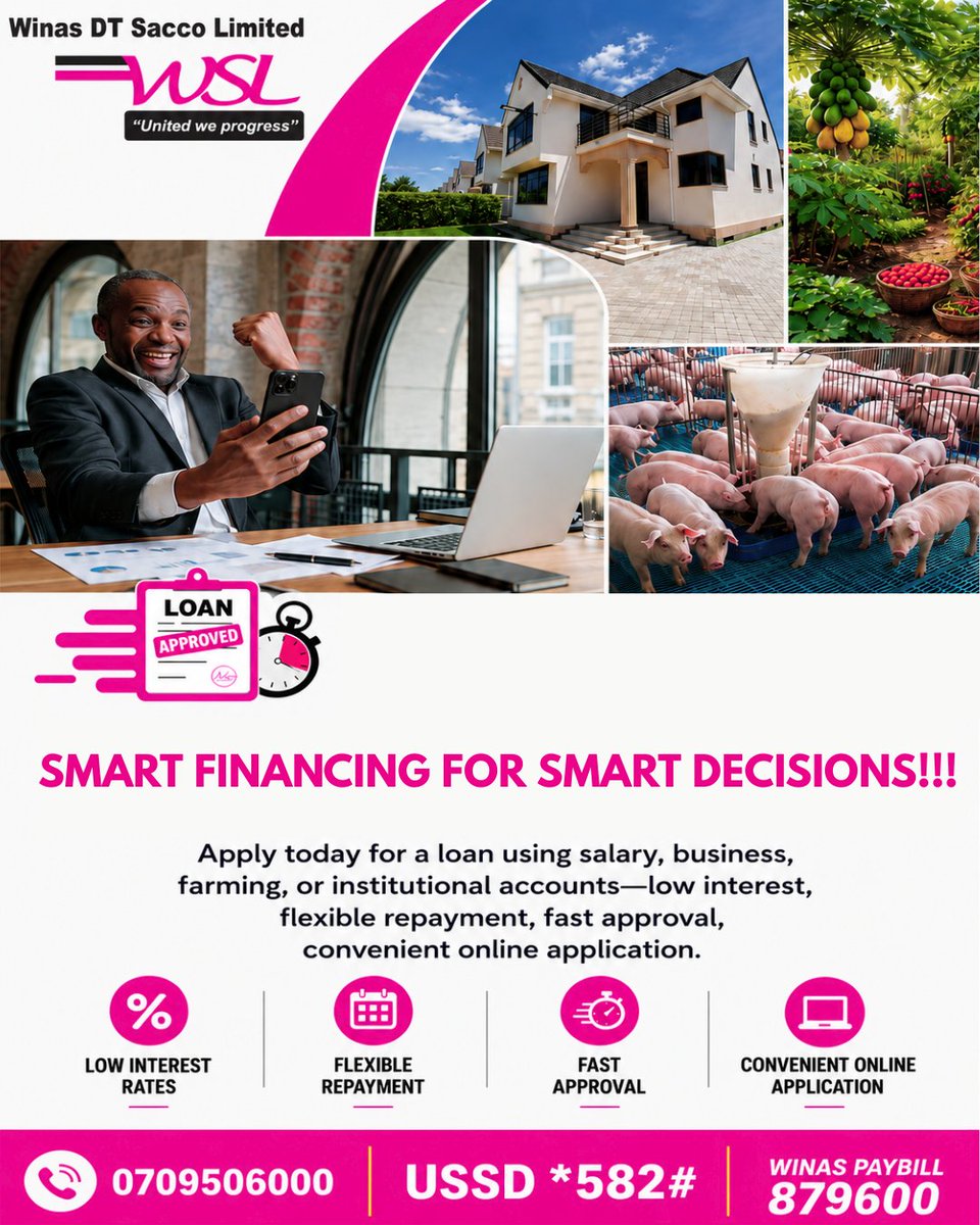 Winassacco's tweet photo. 💸 Your goals deserve the right financing.
🏡 Build
💼 Grow
🌱 Invest
Get affordable loans with low rates, fast approval, flexible repayment, and easy online application.

📞 0709506000 📱*582# 💳Paybill: 879600

#WinasDTSacco #LoansMadeEasy #BuildGrowProsper #UnitedWeProgress https://t.co/zG0OXm898K