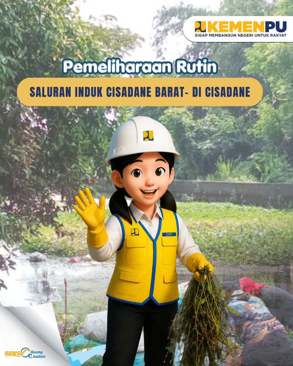 pu_sda_bbwscc's tweet photo. Sebagai upaya menjaga kinerja saluran irigasi agar tetap berfungsi secara optimal, Balai Besar Wilayah Sungai (BBWS) Ciliwung Cisadane melalui Tim Satker OPSDA melaksanakan kegiatan pemeliharaan rutin Saluran Induk Cisadane Barat selama bulan Mei 2026.

Kegiatan ini dilaksanakan di Jalan Raya Cadas–Kukun, Desa Kutabaru, Kecamatan Pasar Kemis, dengan fokus pada pemeliharaan saluran irigasi guna menjaga kelancaran aliran air, meningkatkan keandalan sistem irigasi, serta mendukung keberlanjutan layanan irigasi bagi masyarakat.

Melalui pemeliharaan rutin yang dilakukan secara berkala, diharapkan kondisi infrastruktur irigasi tetap terpelihara sehingga mampu mendukung produktivitas pertanian dan pengelolaan sumber daya air yang berkelanjutan.

#KementerianPU #SigapMembangunNegeriUntukRakyat  #MengelolaAirUntukNegeri #BBWSCiliwungCisadane 
#irigasicisadane