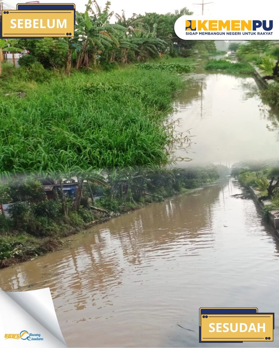 pu_sda_bbwscc's tweet photo. Sebagai upaya menjaga kinerja saluran irigasi agar tetap berfungsi secara optimal, Balai Besar Wilayah Sungai (BBWS) Ciliwung Cisadane melalui Tim Satker OPSDA melaksanakan kegiatan pemeliharaan rutin Saluran Induk Cisadane Barat selama bulan Mei 2026.

Kegiatan ini dilaksanakan di Jalan Raya Cadas–Kukun, Desa Kutabaru, Kecamatan Pasar Kemis, dengan fokus pada pemeliharaan saluran irigasi guna menjaga kelancaran aliran air, meningkatkan keandalan sistem irigasi, serta mendukung keberlanjutan layanan irigasi bagi masyarakat.

Melalui pemeliharaan rutin yang dilakukan secara berkala, diharapkan kondisi infrastruktur irigasi tetap terpelihara sehingga mampu mendukung produktivitas pertanian dan pengelolaan sumber daya air yang berkelanjutan.

#KementerianPU #SigapMembangunNegeriUntukRakyat  #MengelolaAirUntukNegeri #BBWSCiliwungCisadane 
#irigasicisadane