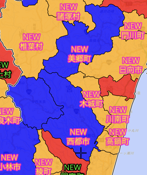 OH3(open-hinata3)です。 全国地番図公開マップです。 宮崎県西都市と