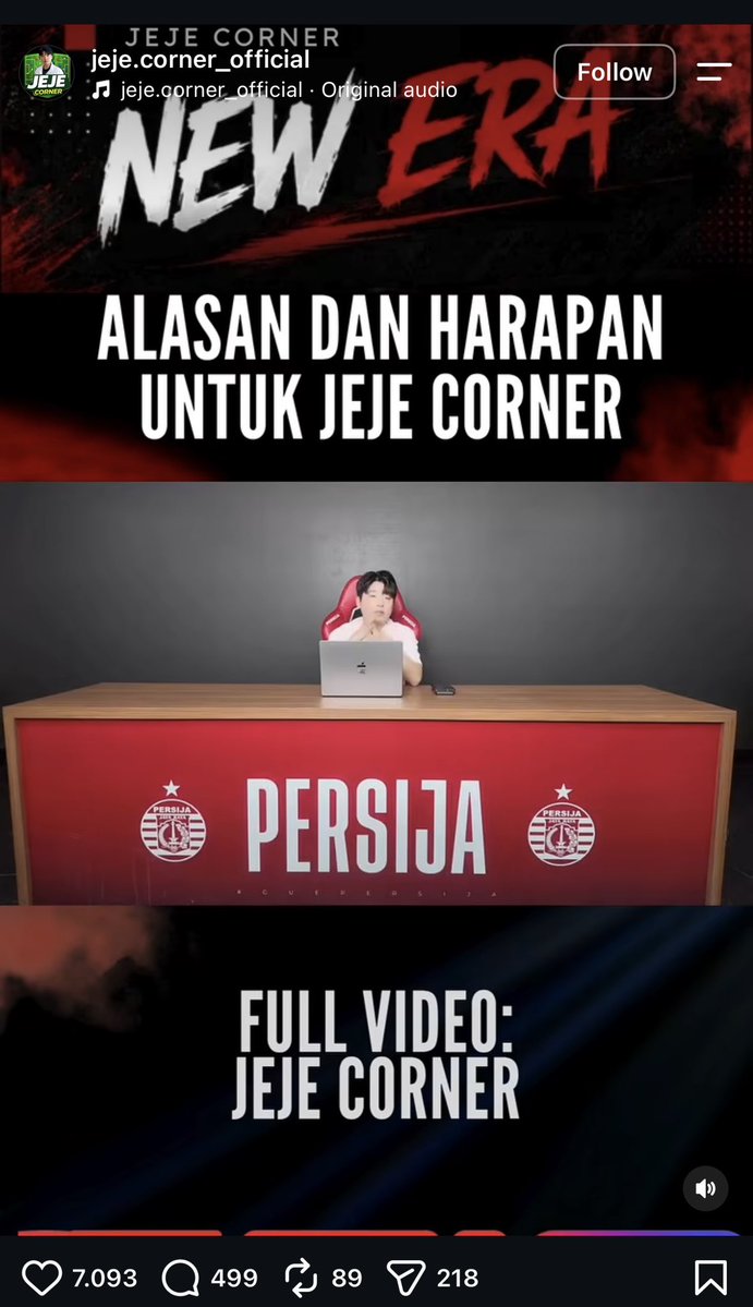 ardynshufi's tweet photo. Lewat di TL konten akun Jeje Corner. Kirain ngeclip dari youtube Persija, ternyata di Youtube Jeje Corner. Apakah Jeje Corner jadi media partner Persija? Diperbolehkan pake branding dan fasilitas Persija oleh manajemen buat YT pribadi? Bahasan utama kontennya ttg channelnya. 🤔 https://t.co/182ZJcZoET