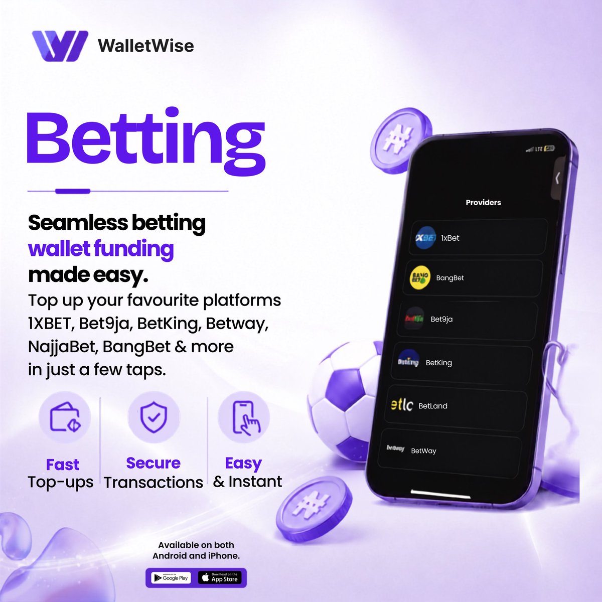 walletwiseng's tweet photo. Don’t miss out on the World Cup frenzy, fund your betting wallets in seconds!
Top up 1XBET, Bet9ja, BetKing, Betway, NaijaBet, BangBet, and more all from WalletWise.
#WalletWise #bangbet #Bet9ja #BetKing #worldcup https://t.co/SXG1eGgxn6