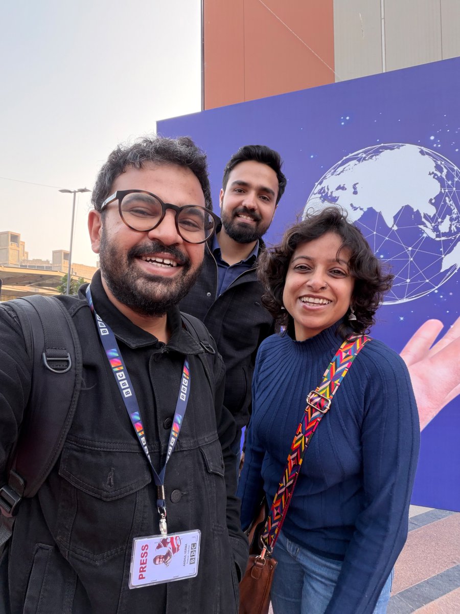 treatednickel's tweet photo. This was an incredibly challenging journey. So glad we had @LizJGibb and @AussieSarah carefully guiding us through it. 
And, at the end of it all, these three somehow cruised through every challenge. 📸 Here they are caught smiling at the Delhi AI Summit. @bbcworldservice https://t.co/PahMtqEcRj