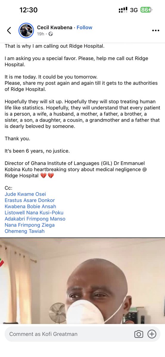 gr8mxn's tweet photo. months back, i made some posts concerning how my uncle’s wife was sent to ridge hospital for a c-section &amp; never came back home with her baby. as we realized, they did wrong things which took her life. guess what? another man post this. Ridge Hospital, must be checked i swear! https://t.co/5uSAdDKrxa