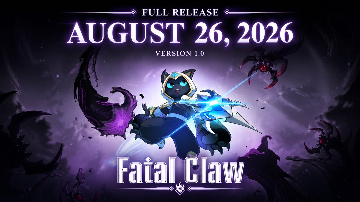 NDEVGAMES's tweet photo. We’re excited to finally share the news we’ve been preparing for a long time.

Fatal Claw will leave Early Access and officially launch as Version 1.0 on Aug. 26, 2026.

https://t.co/LeYfGGsCbw https://t.co/uiIN9m7C2B