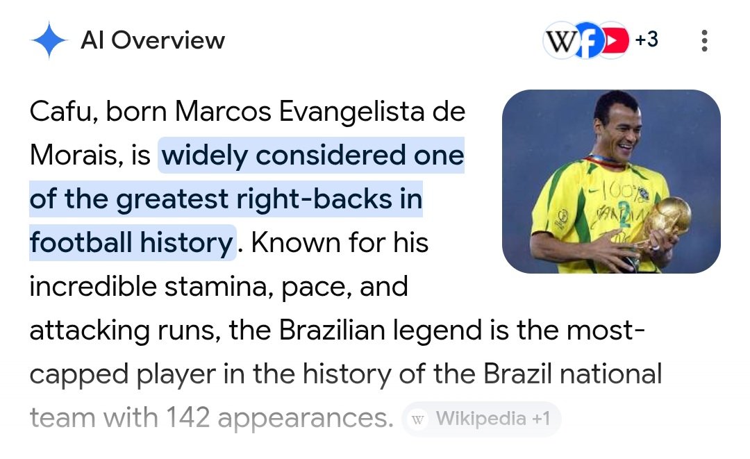 MartinSnape23's tweet photo. @Learn_wit_Clara @Globalstats11 Cafu was probably the worst left back ever, seeing as never played there. https://t.co/XJsdmDnXW1