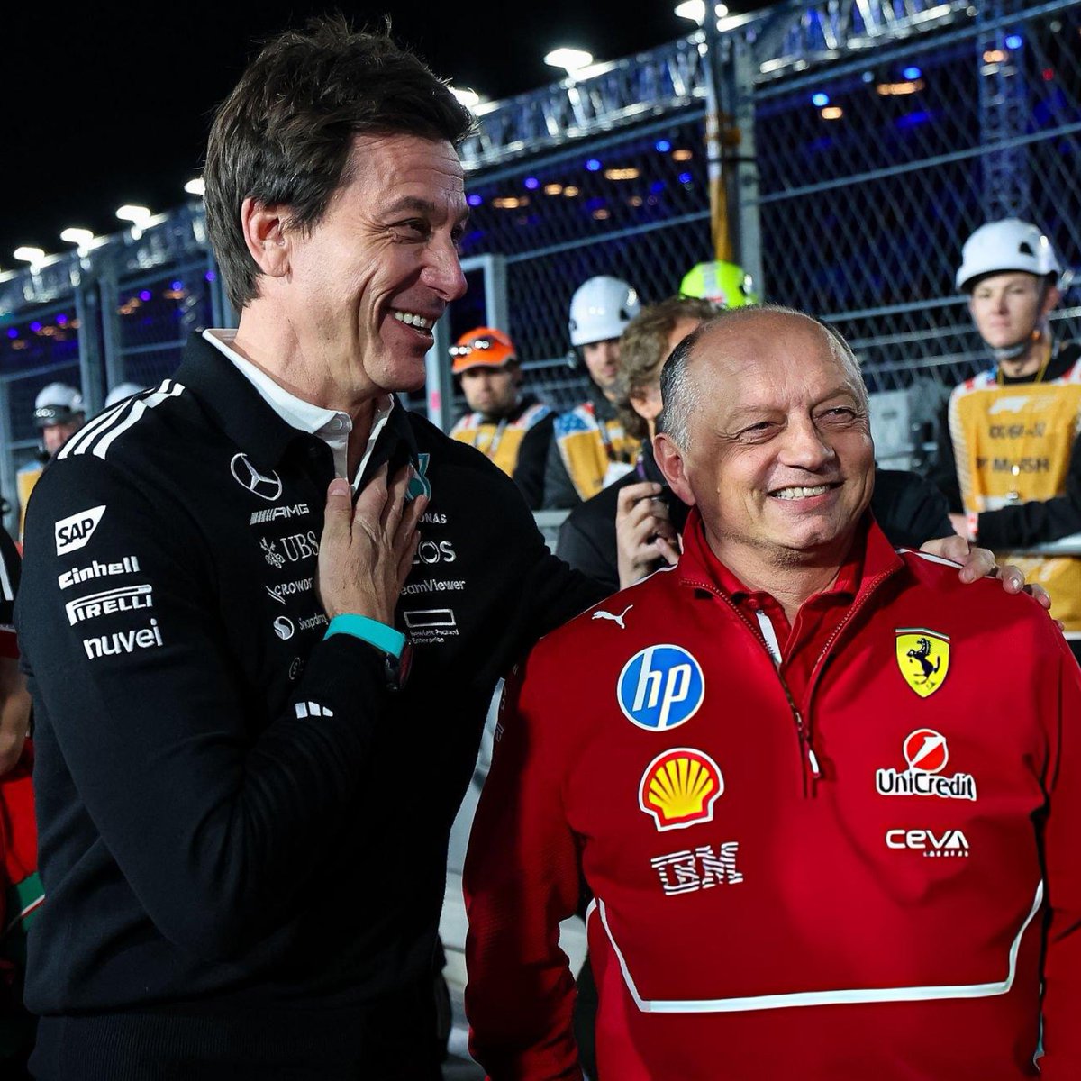 GazzettaFerrari's tweet photo. ❓: Toto Wolff said Ferrari’s development rate is too high and hinted at suspicions regarding the budget cap...

🎙️ Vasseur: “When I first heard it, I thought it was a joke. I found it rather ironic that it came from Toto…"

"I’ve never spent time calculating Mercedes’ development or budget. That’s the FIA’s job."