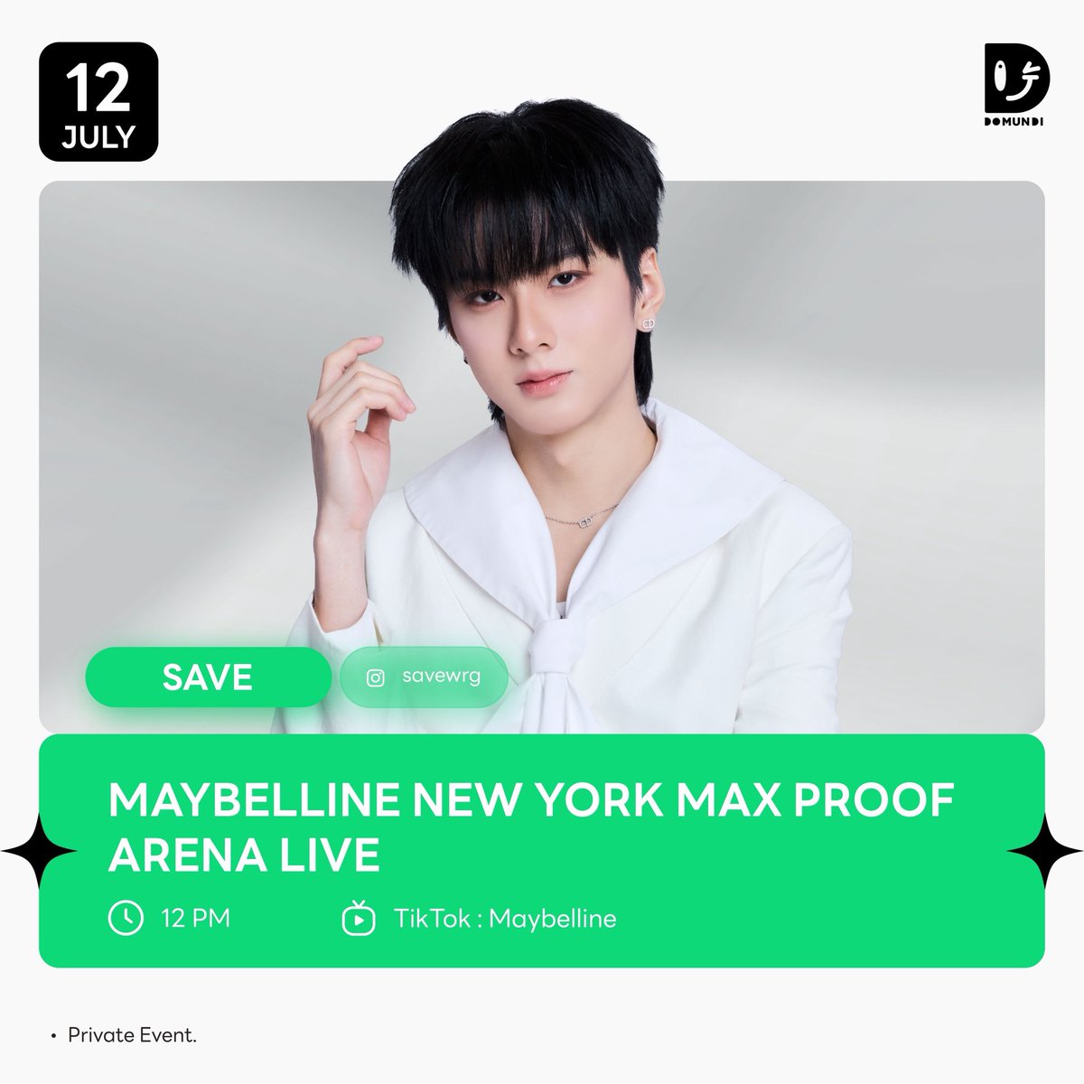 SAVEWRG_OFC's tweet photo. 𝑼𝒑𝒅𝒂𝒕𝒆 #SaveSave_Schedule 🐱♡‧₊˚  
 
➕ 🗓️ 12.07.2026

⋆.𐙚 MAYBELLINE NEW YORK MAX PROOF ARENA LIVE ⟡ ݁₊ .

⏰️ : 12.00 น. l 12 PM (GMT+7)
🎥 TikTok : Maybelline 
📢 : Private Event 

@savewrg #savewrg https://t.co/i4o0FT07bD