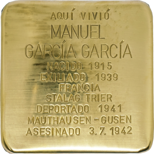 IStolpersteine's tweet photo. #OTD hace 85 años fue asesinado en el campo de concentración de Gusen
MANUEL GARCÍA GARCÍA
🔻 #deportado
En el lugar donde estuvo su domicilio, en la ciudad de Madrid, un 🟨 #Stolpersteine le recuerda.
"Una piedra, un nombre, una persona"
#RememberGusen https://t.co/QJtfwmv653