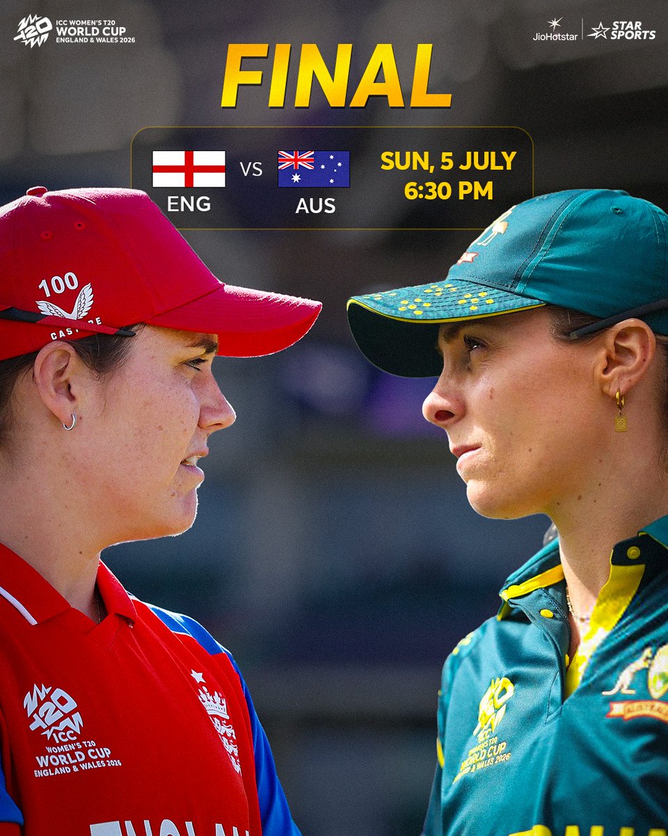 StarSportsTel's tweet photo. ఈ సండే బిగ్గెస్ట్ బ్లాక్బస్టర్ ఫైట్ 🔥🏏
ICC Women’s #T20WorldCup 2026 | #ENGvSA | Sun, 5th July, 6:30PM నుండి📺 Star Sports 1 తెలుగు & 📱JioHotstar లో https://t.co/87B54YunRX
