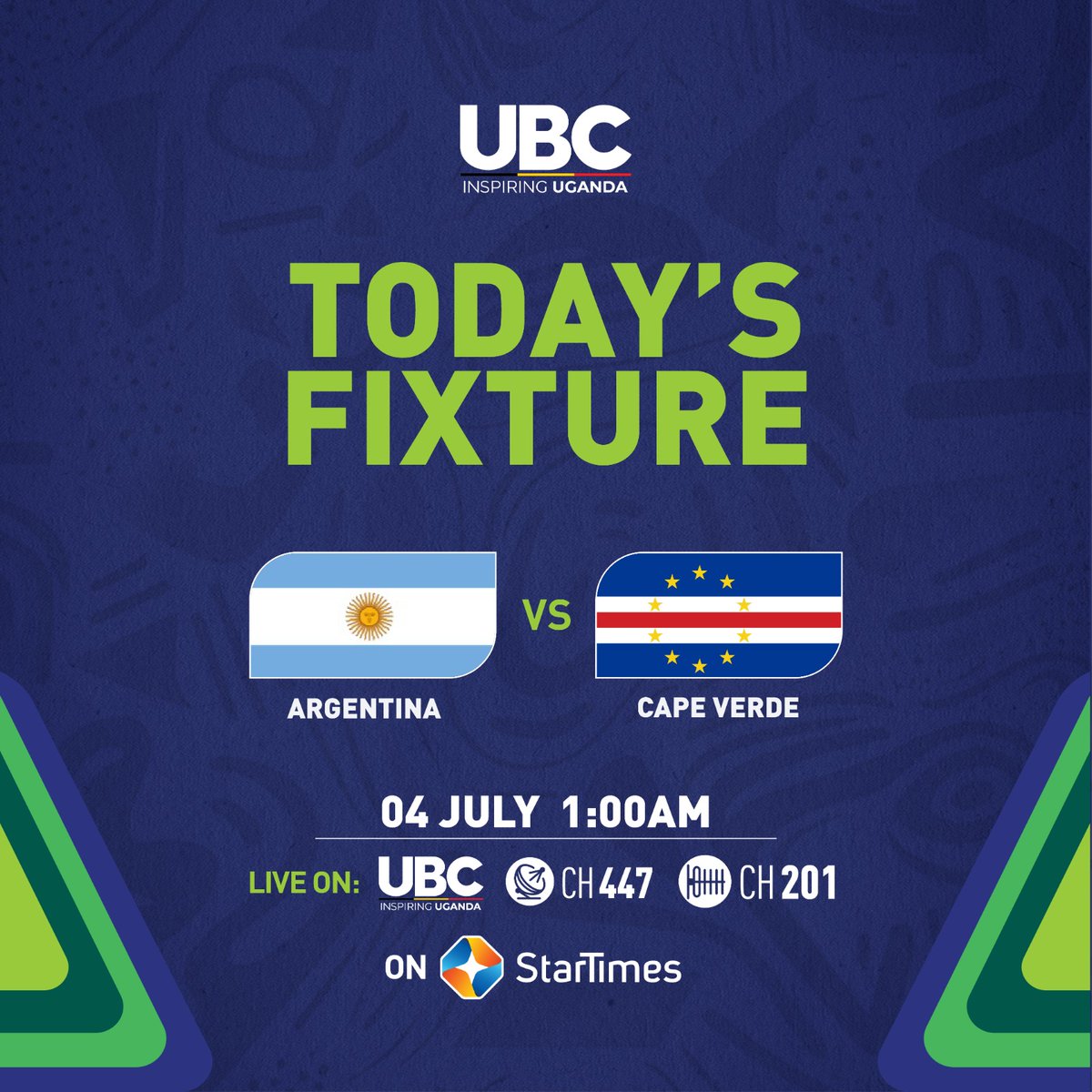 StarTimesUganda's tweet photo. AD
⚽️ Matchday: ARGENTINA vs. CAPE VERDE
📺 Tune into LIVE on 𝐔𝐁𝐂 𝐂𝐇.𝟒𝟒𝟕/𝟐𝟎𝟏 on StarTimes at 1AM.

🗣 Predict the correct score, add your region (eg 1:3 CENTRAL) and stand a chance to 𝐖𝐈𝐍 𝐀 𝐒𝐌𝐀𝐑𝐓 𝐏𝐇𝐎𝐍𝐄.
#FIFAWorldCup2026 https://t.co/IaoUL7ctoA