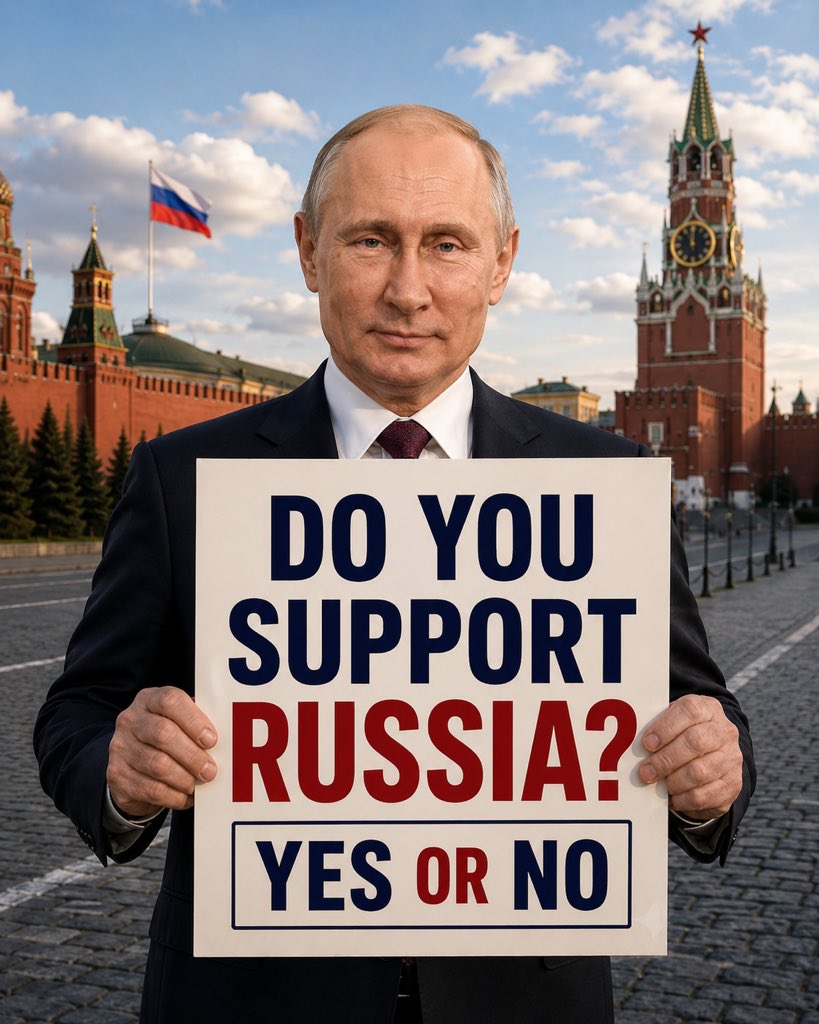 ElonBeyondX's tweet photo. Do you support Viladmir Putin and Russia?? 🇷🇺🇷🇺

A) Yes

B) No https://t.co/jcgwU2aWxQ