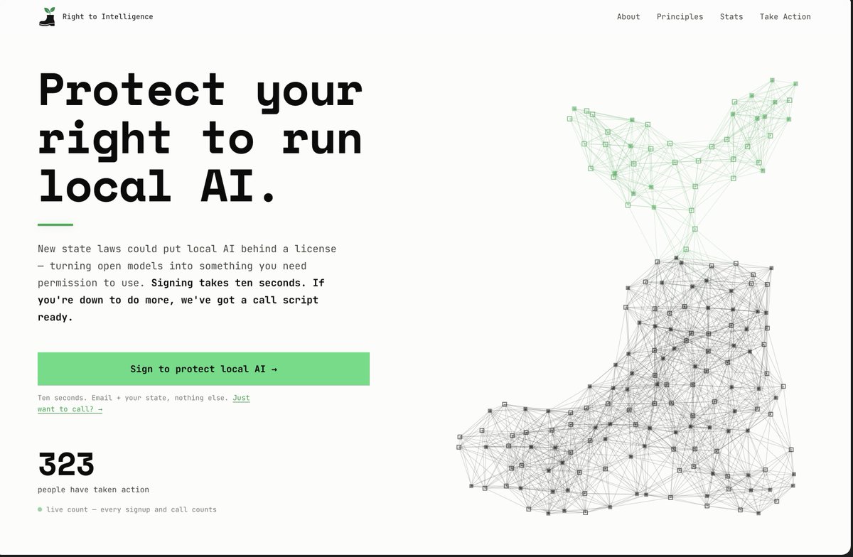 0xSero's tweet photo. In 12 hours we've had 323 people sign our petition to protect local AI. 

Open Source must win, not because anyone else must lose. But so that we can all win. 

Please help me get 10,000 signatures so that we can walk into the room and say people care. 
https://t.co/Z6WpNfSMXr https://t.co/WDjs8M0VD5