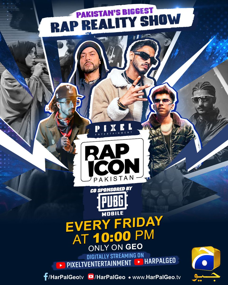 HarPalGeoTv's tweet photo. Watch #RapIconPakistan tonight at 10:00 PM, only on Geo Entertainment.
#Harpalgeo #GeoTV #GeoEntertainment #PixelEntertainment https://t.co/cpgxQWCO7z