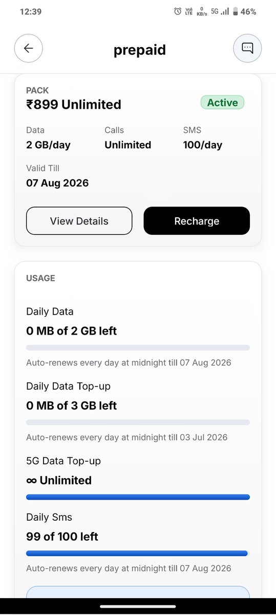rajputboy1809's tweet photo. I ported to Airtel expecting better service and Unlimited 5G, but I am very disappointed. My phone shows 5G, yet my daily data and 3 GB top-up are being consumed instead of Unlimited 5G. This is misleading. https://t.co/fWdzDnEnfu