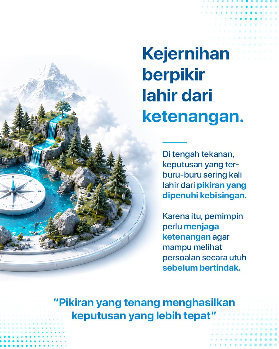 partaigeloraid's tweet photo. Perubahan tidak pernah menunggu kita siap.

Maka kepemimpinan bukan hanya tentang memimpin orang lain, tetapi tentang terus memperbarui cara berpikir agar tetap relevan dengan zaman.

Di era BANI, berevolusi bukan lagi pilihan. Ia adalah kebutuhan. https://t.co/T0EBH0AHaE