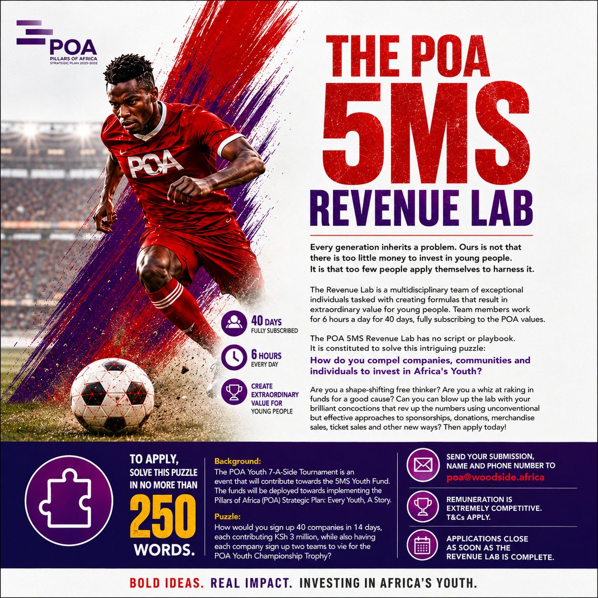 Pillarsofafrica's tweet photo. How do we get companies to invest meaningfully in Africa's talented Youth?

If your ideas are bold enough to change the game, we want to hear from you.

📩 Submit your solution in 250 words or less. Details on poster. 

#AAfrica #Youth #Development #POA #5MS https://t.co/AFy8dW6uYB