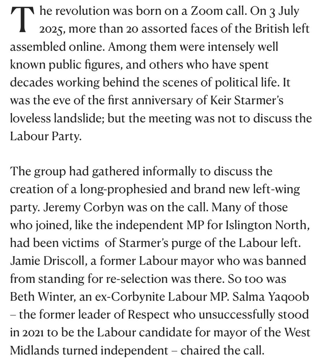 meganekenyon's tweet photo. 💥ONE YEAR OF YOUR PARTY💥

At 8.11pm on 3 July 2025, a surprise post dropped on on X.

After 14 years, Zarah Sultana was leaving the Labour Party to co-lead the founding of a new left-wing party with Jeremy Corbyn. 

Except, there was one problem. Corbyn knew nothing of her intention to post. He hadn’t agreed to co-leadership. 

What happened next would define the future of the British Left. 

After covering this story closely for the past 12 months, today I’ve revisited the events of Your Party’s founding and looked at why things happened in the way that they did, and where things are at for Your Party now. 

@NewStatesman