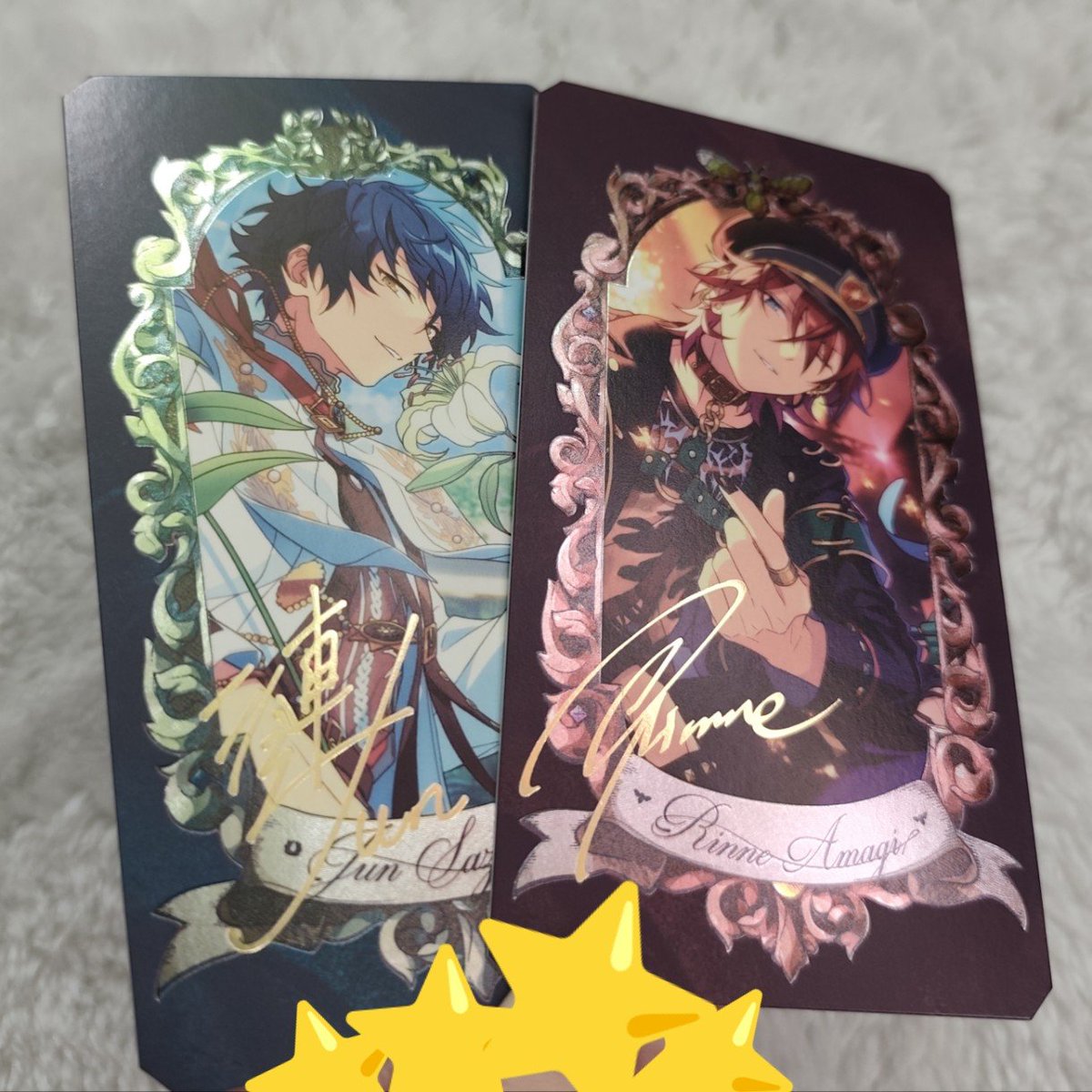 creampufftyx's tweet photo. ˗ˋˏ พร้อมส่ง ˎˊ˗

𓇼 Museum card 
ริทสึ เซนะ จุน คู่ละ 141 (หรืออมวาตารุ 182)
รินเนะ 91 วาตารุ 85
กรอบมีความเงาๆ เหมือนปั๊มฟอยล์🤲✨ เซ็นทอง

𓇼 clear card นิกิ จิอากิ คานาตะ แยกใบละ 50

📮ค่าส่งซอง 40 กล่อง 45
#ตลาดนัดอันสึตะ https://t.co/sRwiVh48Uv