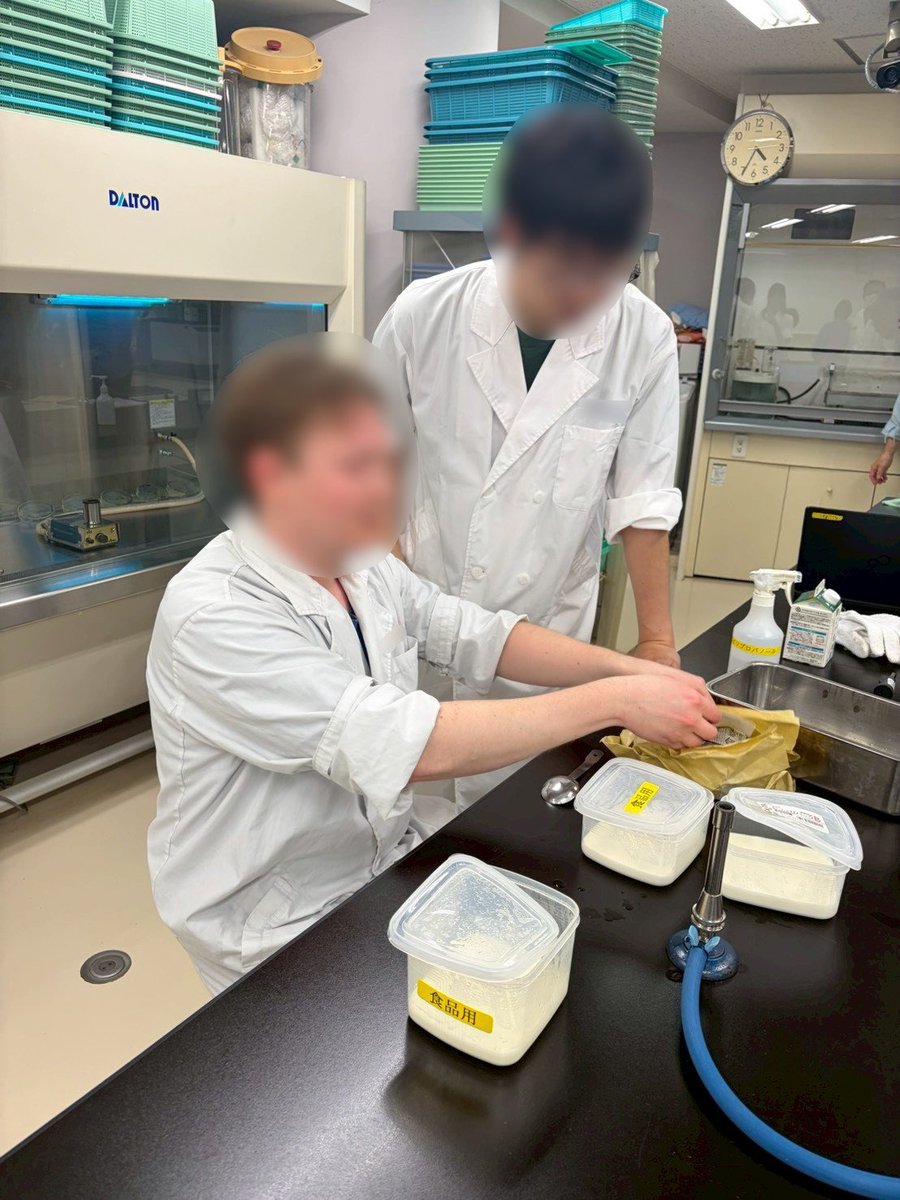 BioRjp's tweet photo. こんにちは！RJPのチーズ班です🧀
私たちはチーズの味を変えることなく、生産コストを抑える方法を考えています🧐
今はカマンベールチーズとブリーチーズの作成を目指しています！
#RJP2026 
#TTCバイオテクノロジー科 
#手作りチーズ https://t.co/p4wIwyQTOi