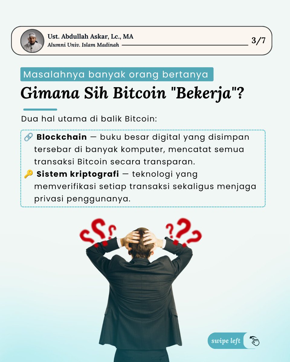 Askar_Abdullah's tweet photo. Ini bagian pertama dari series 3 part tentang Bitcoin dalam pandangan syariat Islam. 

Part 2 &amp; 3 nyusul beberapa hari ke depan bakal bahas dua pendapat ulama yang berbeda, sampai kesimpulannya. 

Sumber: artikel Finding Souq
Disclaimer: konten ini untuk edukasi https://t.co/mD921FCVkT