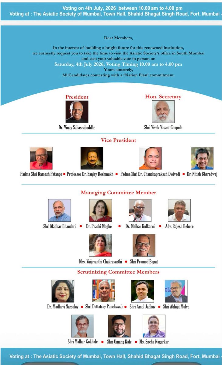 VikramMetal7's tweet photo. #AsiaticSocietyMumbai
Elections on 04.07.2026 https://t.co/XfbpJA3vgM