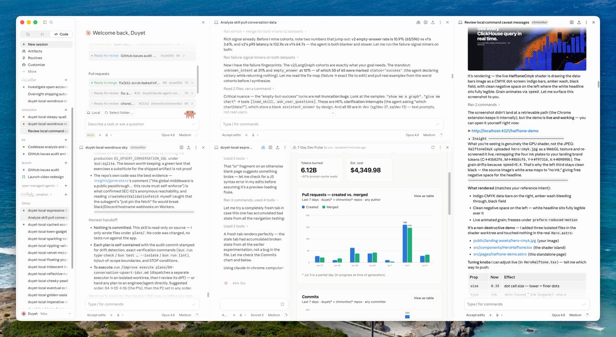 _duyet's tweet photo. You can do split view on @claudeai desktop app. https://t.co/UTzUveWrQJ