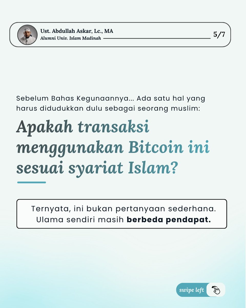 Askar_Abdullah's tweet photo. Ini bagian pertama dari series 3 part tentang Bitcoin dalam pandangan syariat Islam.   

Part 2 &amp; 3 nyusul beberapa hari ke depan bakal bahas dua pendapat ulama yang berbeda, sampai kesimpulannya.   

Sumber: artikel Finding Souq Disclaimer: konten ini untuk edukasi https://t.co/MU2FXmb0IG