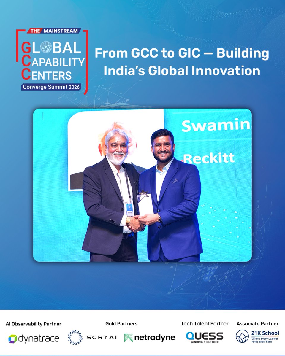 TheMainstream7's tweet photo. At GCC Converge Summit & Awards 2026, powered by #miniOrange & hosted by The Mainstream, Swaminathan Babu, #Reckitt was honored for his commitment to innovation, excellence and transformative leadership.
#TheMainstream #GCCConverge2026 #Awards #LeadershipExcellence #Innovation https://t.co/vdyvM9aQoP