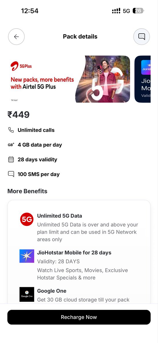 aryanbro786's tweet photo. What is this @airtelindia Showing 449 Unlimited 4G+5G in banner but when I continue to recharge it shows 4GB/Day 4G only… What is this Shit ? https://t.co/ltgjj7sgUL