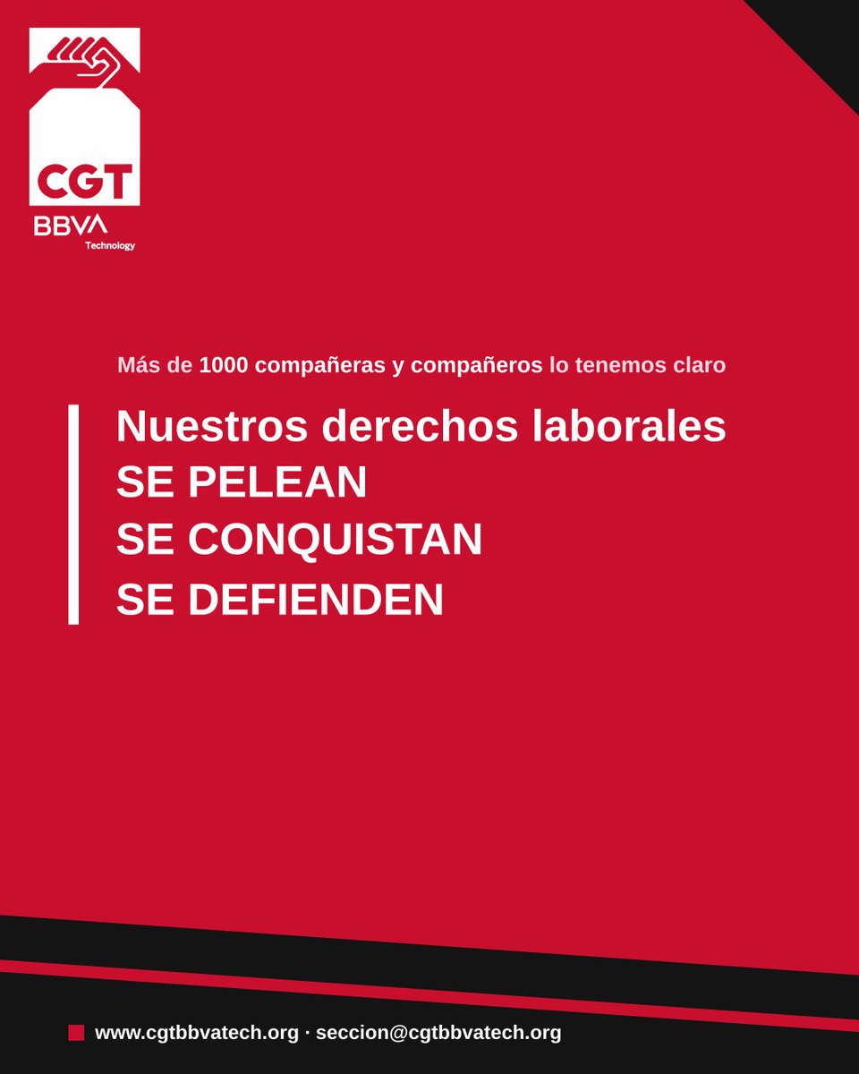 CGTenBBVATech's tweet photo. Un 27% de la plantilla secundó la segunda huelga en tiempo récord. Y el dato no lo damos nosotras. Nuestros derechos se pelean, se conquistan y se defienden.

Si nadie trabaja por ti, que nadie decida por ti.

#CGT #BBVATechnology #Huelga https://t.co/TgueXhpQbC