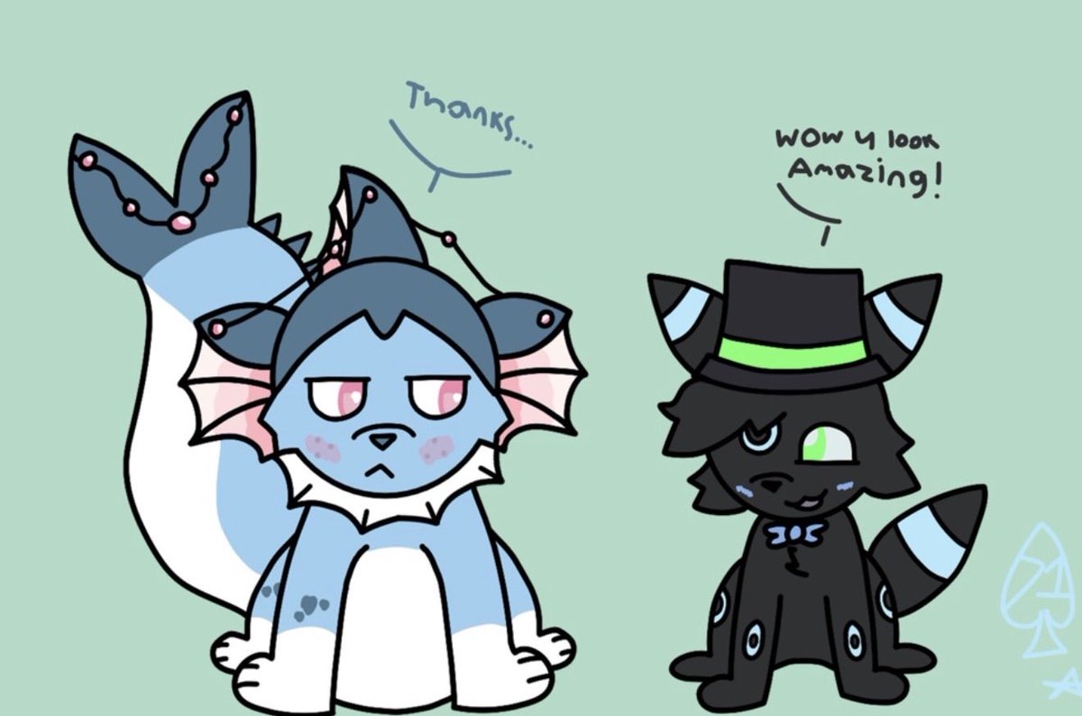 Spadez71's tweet photo. Wow it’s been a while, finally got the courage to post again! Have this Artfight attack I did for the amazing! @Tidbitty featuring his Vap Michi and my Bre hope yall enjoy : D https://t.co/RSc7PZc87g