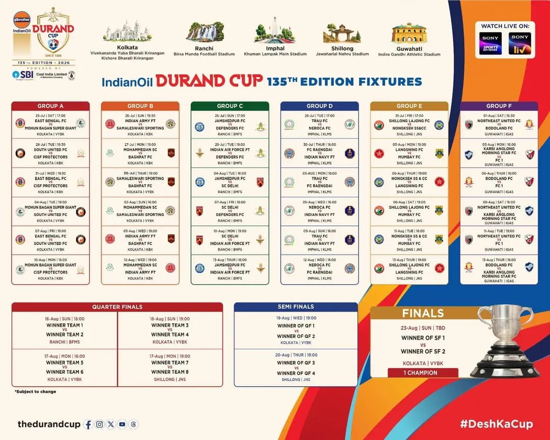 offsideaddax's tweet photo. Here's your Durand Cup Fixtures!!

@thedurandcup . https://t.co/vpC3IngiYM