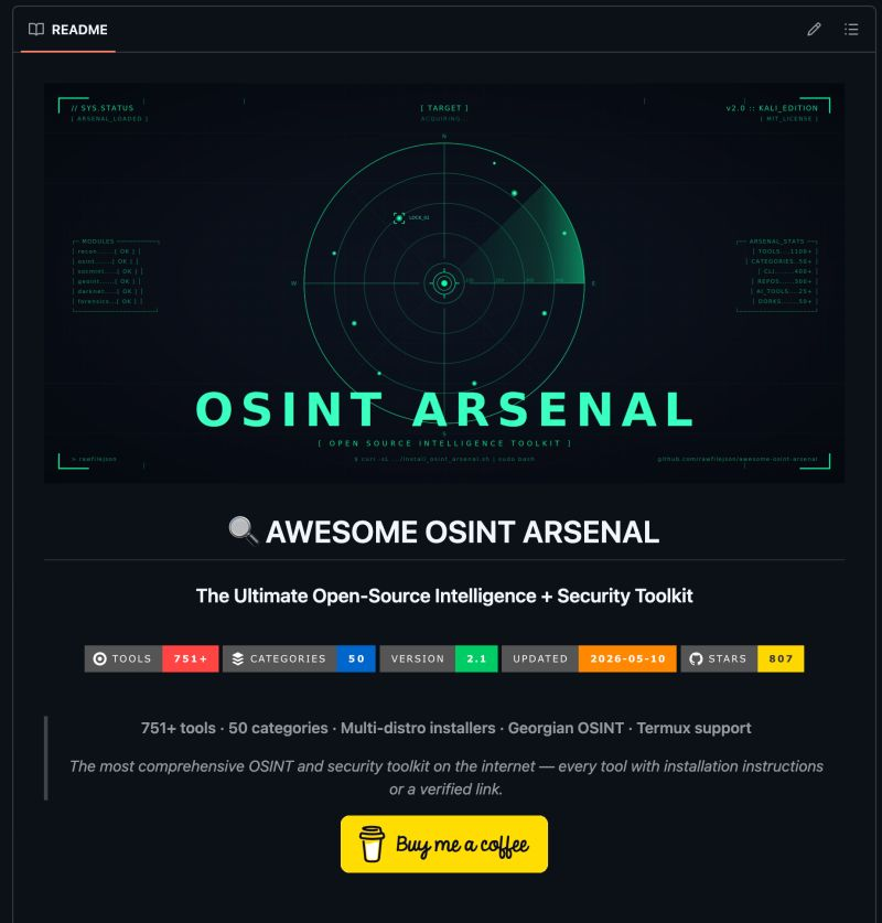 itsharmanjot's tweet photo. This is the most comprehensive OSINT repo I've ever found on GitHub.

Someone published an open source encyclopedia with 1100+ tools, websites, and bots across 50+ categories. Every entry ships with install commands or direct links.

Here's what's actually inside:

→ Username search across 3000+ sites with Sherlock, Maigret, Blackbird
→ Email breach hunting with h8mail, Holehe, Have I Been Pwned, DeHashed
→ Phone OSINT with PhoneInfoga, Truecaller, GetContact
→ Reverse image and face search with Yandex, PimEyes, https://t.co/acWYoENQDh, GeoSpy
→ Domain and IP recon using Shodan, Censys, Amass, Subfinder, https://t.co/NgMcMTpAY5
→ Dark web search engines including Ahmia, Torch, Haystak
→ Crypto investigation tools for tracing Bitcoin and Ethereum addresses
→ A Google dorking bible covering exposed credentials, .env files, and SQL dumps
→ Full Termux and Kali setup guides so everything runs on Android or Linux
→ OSINT focused operating systems, browser extensions, and Telegram bots

This is the kind of resource investigators and security researchers spend years compiling.

MIT License. 100% Opensource.