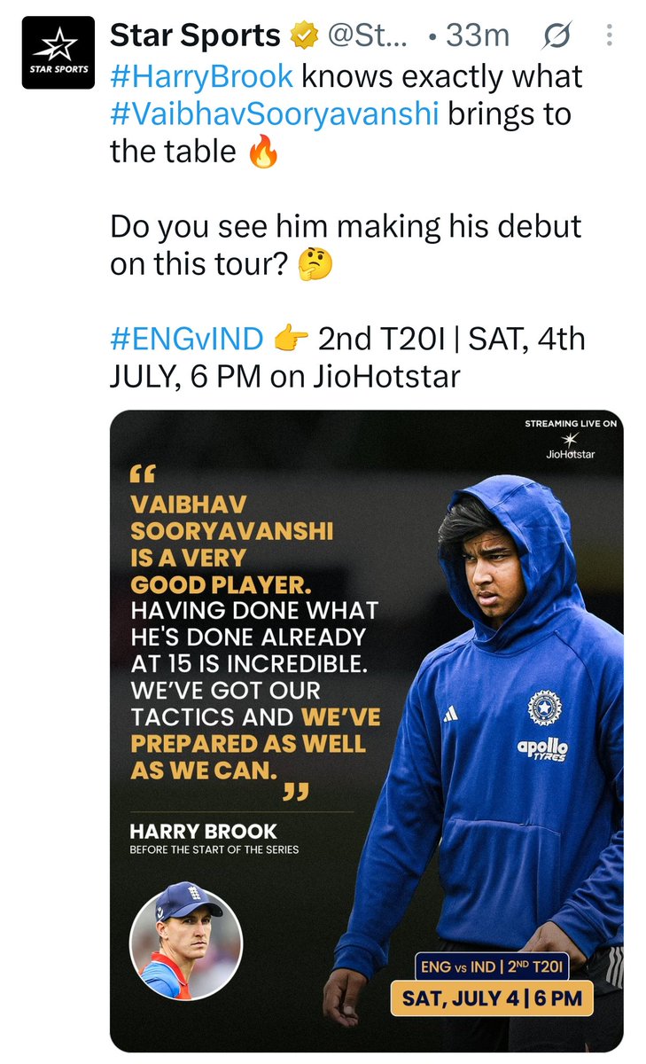 EkangarMagahi's tweet photo. The poster boy Vaibhav is being used to pull the crowed. In stadium as well as on web.

You like it or not, Vaibhav is a super star already, before playing the first ball in any of the  international matches.

God bless him! 

#Vaibhav #theCrowedPuller https://t.co/lgvaKbgX8l