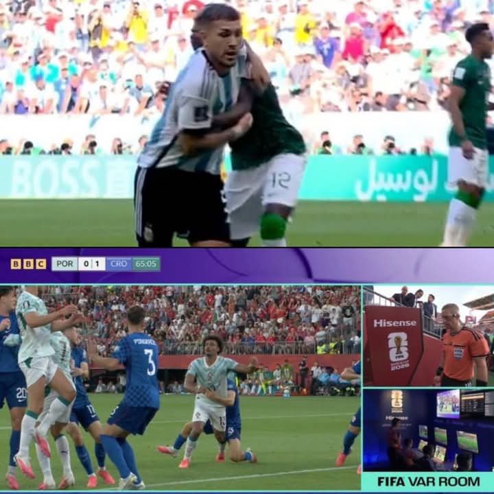chimaobi_saint's tweet photo. ❌ For four years, they kept saying that the penalty awarded to Leandro Paredes against Saudi Arabia shouldn't have stood—arguing that football is a contact sport and that FIFA favors Argentina. 🤯 

Today, the exact same penalty was called against Renato Veiga, and now—surprisingly—I see them saying it was a clear-cut penalty. 🔥 

The double standard is staggering. They expose themselves more every day.