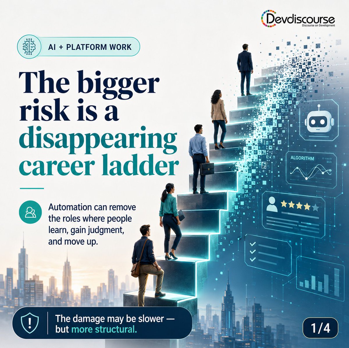 Dev_Discourse's tweet photo. AI-powered platforms may not just change work, they may weaken the pathways that help people grow into skilled roles.
#AI #FutureOfWork #PlatformEconomy #Automation https://t.co/YB6BPkn7Et