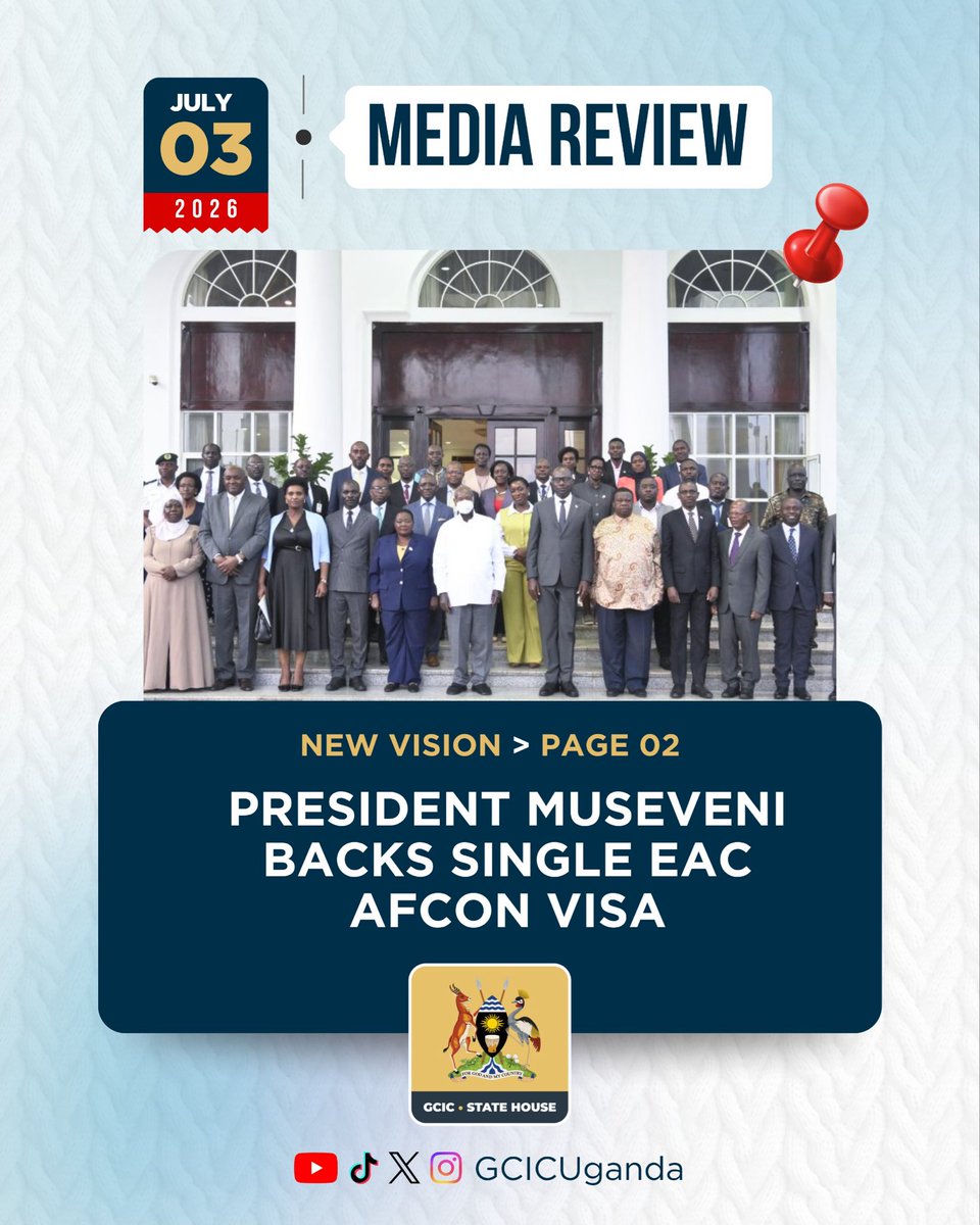 GCICUganda's tweet photo. President Museveni has reaffirmed the government’s commitment to ensuring Uganda successfully co-hosts the 2027 Africa Cup of Nations, pledging full financial backing. #GCICMediaReview https://t.co/Gdwt8c6T7d