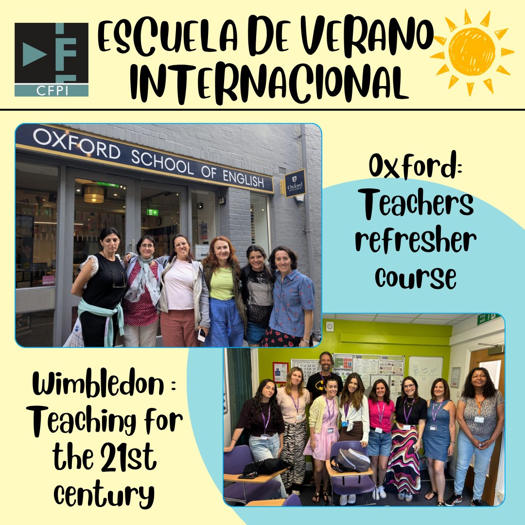 CFPIdiomas's tweet photo. Y también ha arrancado la #escuelainternacionaldeverano
📝 Cursos de idiomas y metodología para docentes de E. Primaria, E. Secundaria y EOIs 🇬🇧🇫🇷🇩🇪🇵🇹
Orgullosos de nuestros docentes☀️🤗
#formacióncyl #innovacyl #internacionalizacyl #aprendeinnovaycomparte https://t.co/PwVgeF426u