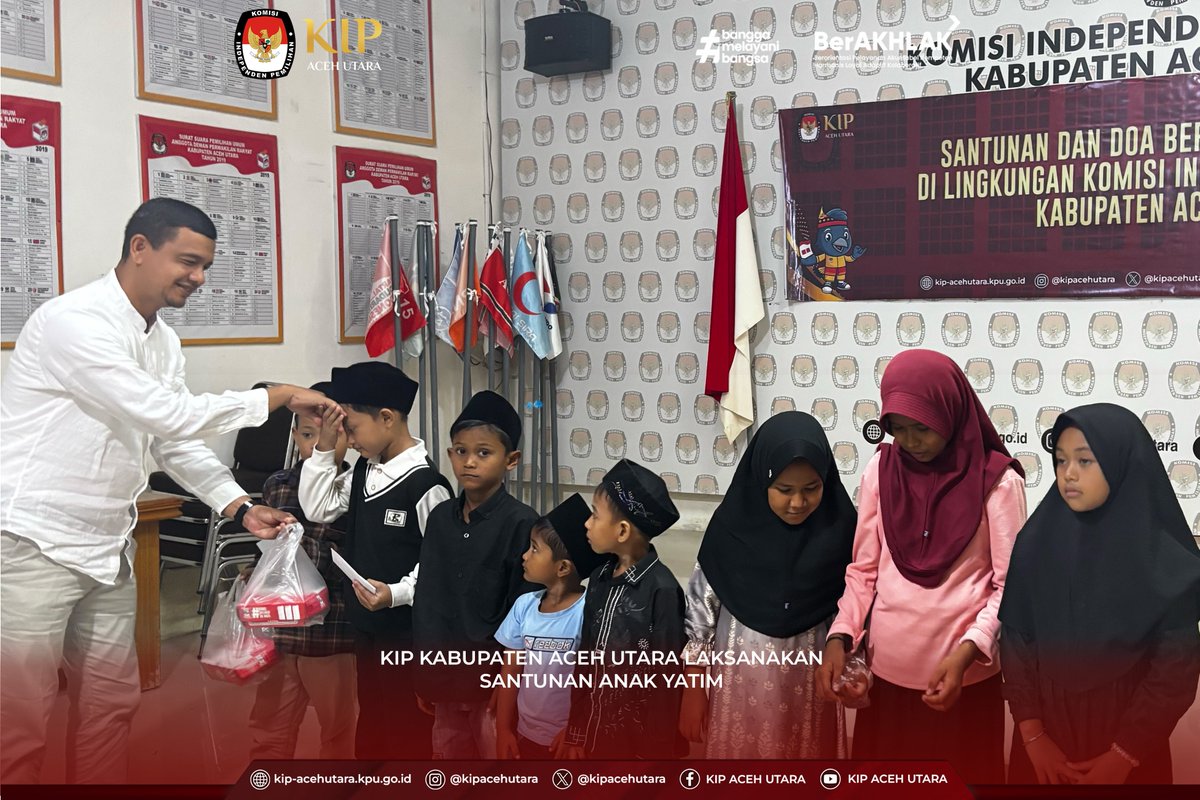 kipacehutara's tweet photo. #TemanPemilih Jumat, 03 Juli 2026, KIP Kabupaten Aceh Utara melaksanakan kegiatan santunan anak yatim yang berlangsung di Aula Kantor KIP Kabupaten Aceh Utara.
#KIPAcehUtara
#SantunanAnakYatim
#JumatBerkah
#BerbagiKebaikan
#PeduliSesama
#AcehUtara https://t.co/RdmRKvlAtd
