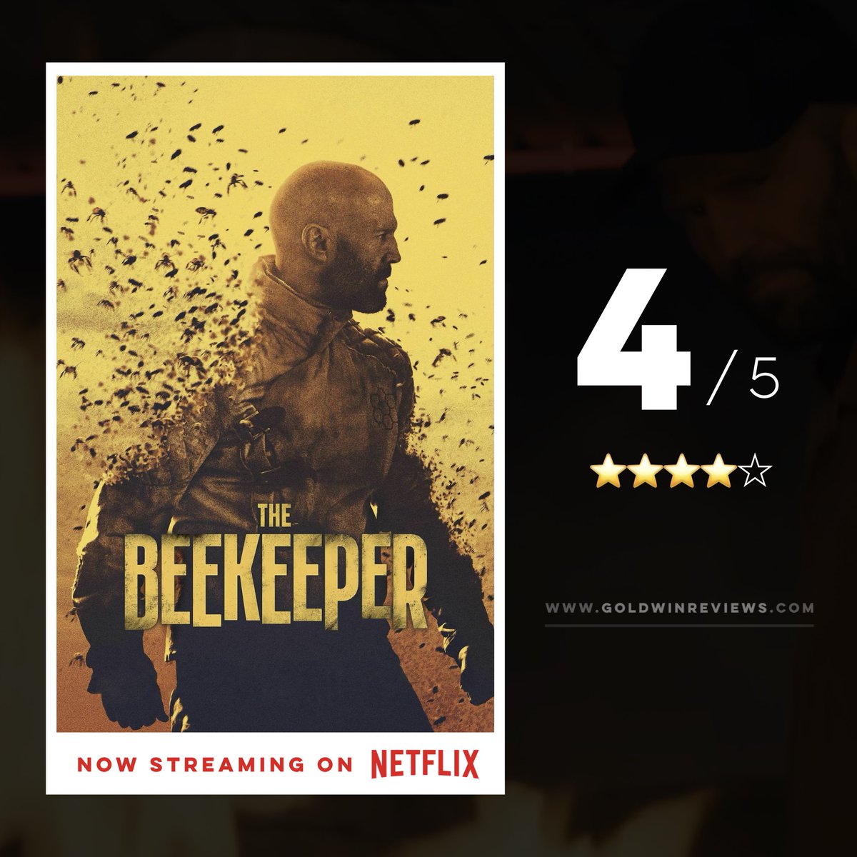 GoldwinReviews's tweet photo. Revenge is sweeter when the villains are the most irritating ones. Violence is pleasurable when the motive is for the right cause. Action is most satisfying when it’s directed at the bad people.
Read full movie review: https://t.co/A3TPF32jN6 🐝 #TheBeekeeper https://t.co/lgV1aMdkMw
